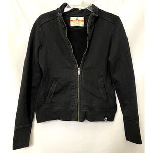 American Giant Women’s Sweeter Size L Black Classic Full Zip Elbow Patches USA